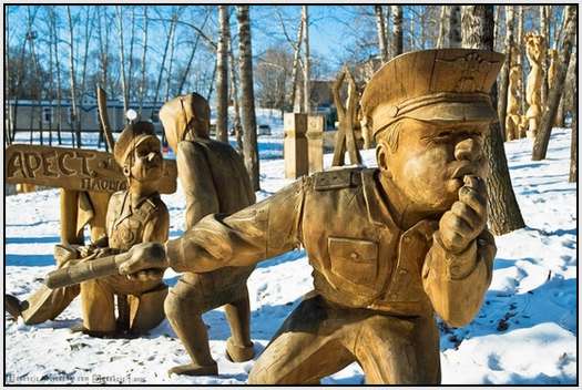 Wooden Sculptures of Russian Traffic Cops